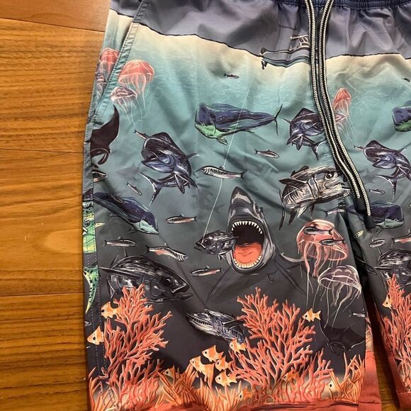 COPY - Peter Milar shark traffic swim trunks size M NWT - Picture 2 of 11